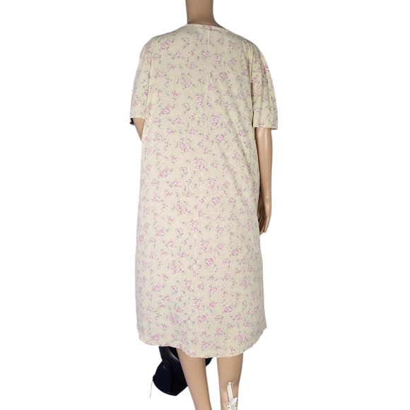Maidenform Yellow Rose Nightgown RosesFloral Cotton Lace Grannycore - Picture 3 of 4